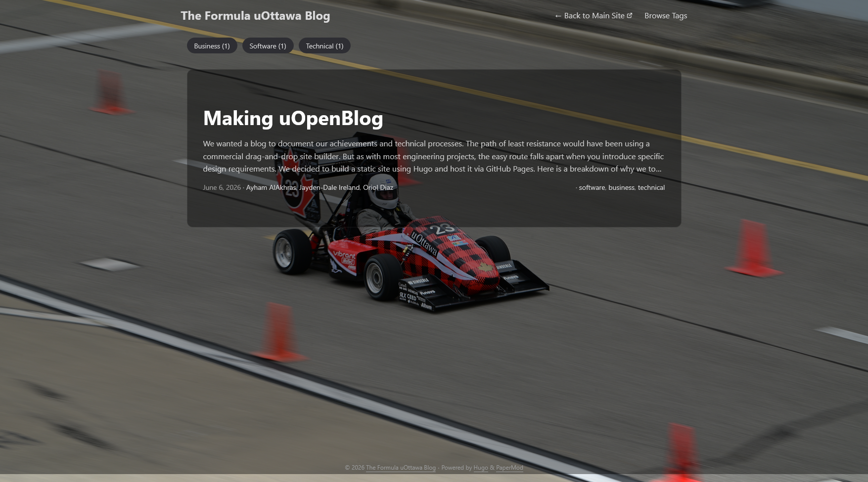 Screenshot of V1 of uOpenBlog